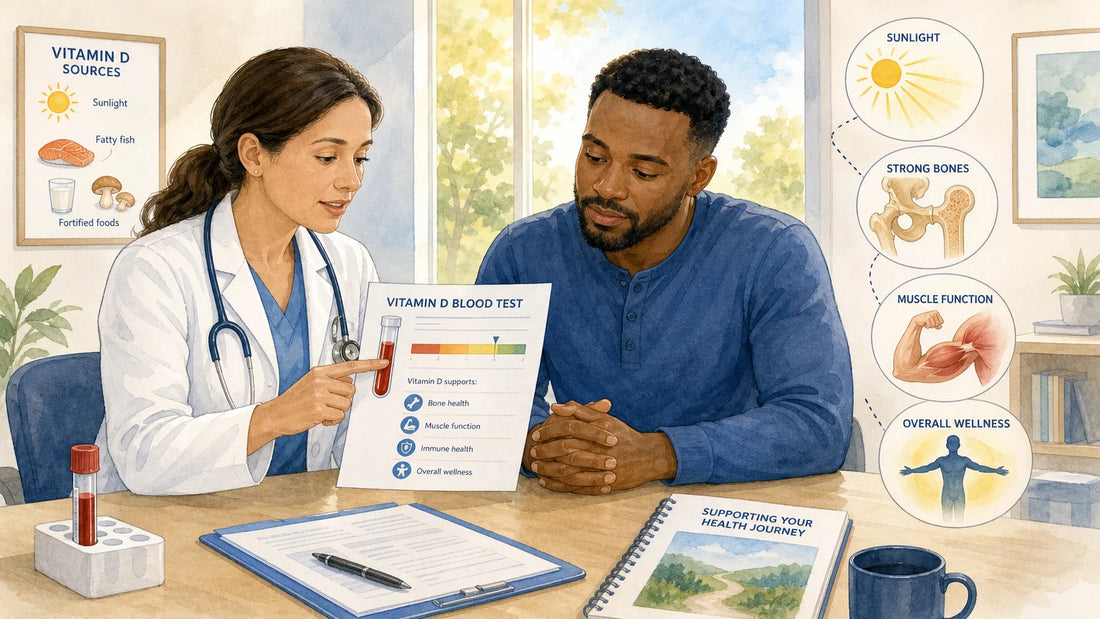 Clinician reviewing a vitamin D blood test with a patient